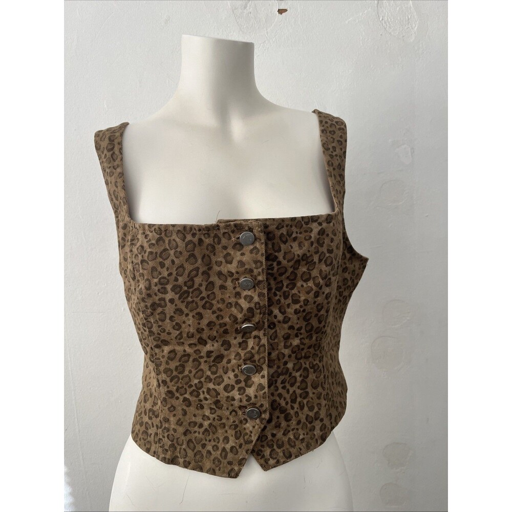 Lulus Leopard Print Top M Cotton Button indie sleaze Rocker Chic Baddie Mob Wife
